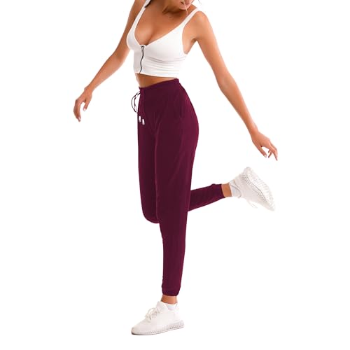 Stanpetix Damen Sweatpants mit Taschen - Jogger für Frauen Sporthosen Hosen (Rotweine,S) von Stanpetix