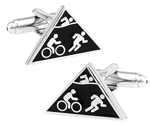 Ein Paar Triathlon-Manschettenknöpfe mit FREIEM Geschenkkarton von Star Cufflinks