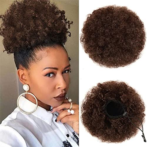 Afro Puff Kordelzug Pferdeschwanz Lockig Afro Bun Extensions Kurze Afro Kinky Lockige Lockige Haarteile Updo Haar für Schwarze Frauen (4#) von Star Flower