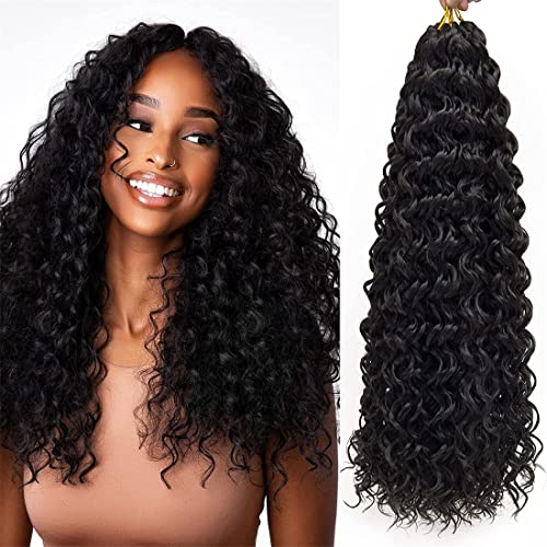 GoGo Curl Häkeln Haar Wasser Welle Lockiges Häkeln Haar Wellig Deep Wave Beach Curl Häkeln Synthetische Haar Extensions für Frauen (1B) von Star Flower