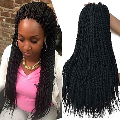 Senegal Twist Häkeln Haar für Schwarze Frauen 6-Pakete Senegal Twists Häkeln Twists Pre Looped Häkeln Zöpfe Haar (14 Inch, 1B) von Star Flower