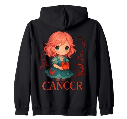 Niedliches Anime-Krebs-Sternzeichen-Mädchen Kapuzenjacke Niedliches Anime-Krebs-Sternzeichen-Mädchen Kapuzenjacke von Star Sign Cancer Zodiac Girl