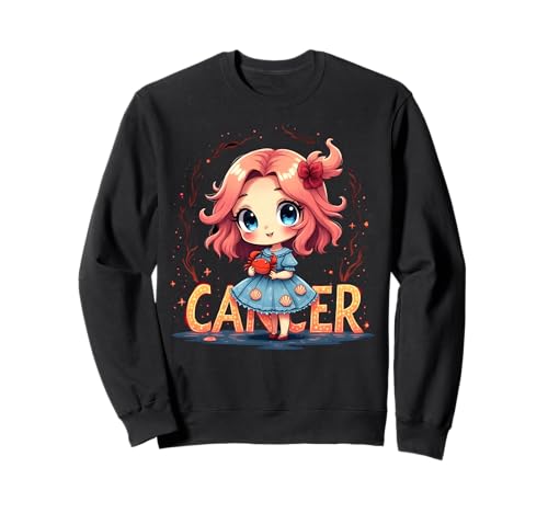 Niedliches Anime-Krebs-Sternzeichen-Mädchen Sweatshirt Niedliches Anime-Krebs-Sternzeichen-Mädchen Sweatshirt von Star Sign Cancer Zodiac Girl