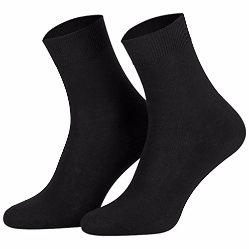 Sockenversand 10 Paar schwarze Herrensocken 100% Baumwolle (39-42) (43-46) (47-50) schwarz Spitze handgekettelt (39-42, Schwarz) von Sockenversand