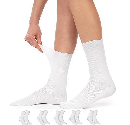 5 Paar weiße Arztsocken Herren Damen Baumwolle kochfest, Weiß, 43/46 von Star Socks Germany