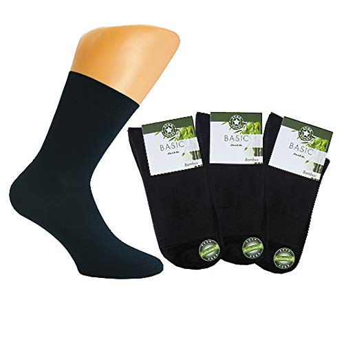Star-Socks Bambussocken 3er-Pack schwarz antibakteriell kurzer Schaft (39-42) von Star-Socks