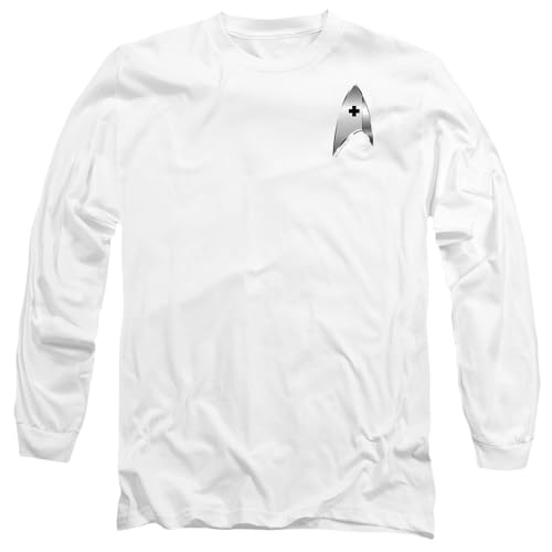 Star Trek: Discovery(Series) Unisex Star Trek Discovery Medical Badge Long Sleeve, White T-Shirt, weiß, S von Star Trek: Discovery(Series)