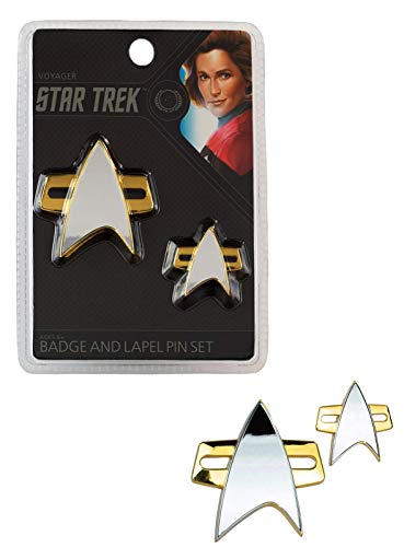 Quantum Mechanix QMx – Star Trek: Voyager Badge and Pin Set, Silberfarben, Kunstharz von Star Trek