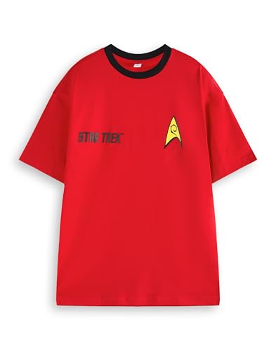 Star Trek Herren Scotty Red T-Shirt | Chefingenieur Scott Montgomery Uniform-Grafik-T-Shirt für Erwachsene | Iconic Outfit Kurzarm-Top für Trekkies | Comic-Film-Film-Sci-Fi-Kleidungsgeschenk für Ihn von Star Trek