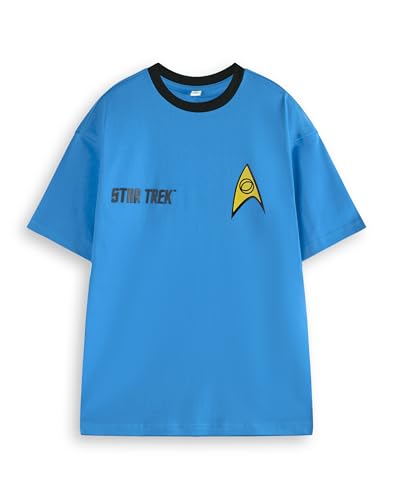Star Trek Herren Spock Blue T-Shirt | Captain Uniform Grafik-T-Shirt für Erwachsene | Iconic Outfit Kurzarm-Top für Trekkies | Comic-Film-Film-Sci-Fi-Kleidungsgeschenk für Ihn von Star Trek
