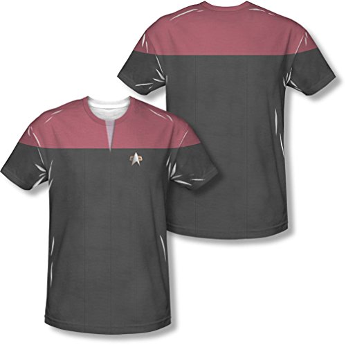 Star Trek - Herren Voyager Befehls Uniform (vorne / hinten Print) T-Shirt, X-Large, White von Star Trek