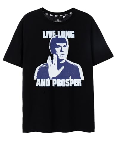 Star Trek Live Long and Prosper Spock Herren T-Shirt Schwarz | Kultiges Sci-Fi-Design | Bequemes T-Shirt für Trekkie-Enthusiasten von Star Trek