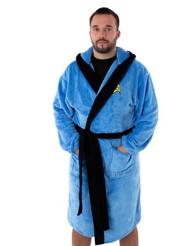 Star Trek Spock Blue Herren-Bademantel | Umarme galaktischen Luxus mit Stil | Erwachsenen-Bademantel mit Logo-Merchandising von Star Trek