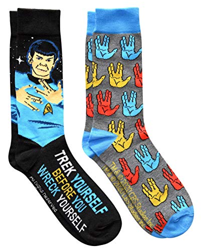 Star Trek Spock Trek Yourself Before You Wreck Yourself Herren Crew-Socken, 2 Paar von Star Trek