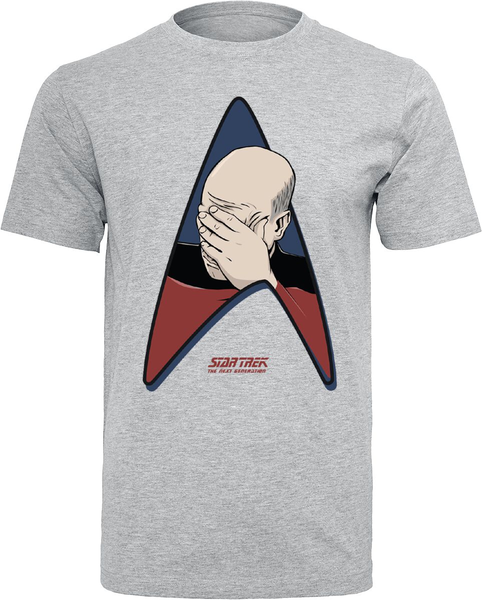 Star Trek T-Shirt - Jean-Luc Picard - Facepalm - S bis XXL - für Männer - Größe S - grau meliert  - EMP exklusives Merchandise! von Star Trek