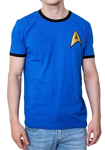 Star Trek The Original Series Herren TOS Kostüm Uniform Herren Erwachsene T-Shirt, Blau, XL von Star Trek