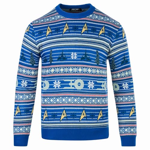Star Trek Weihnachtspullover L - Weihnachtspullover Herren und Damen - Offizielles Trekkie-Merchandise Blau von Star Trek