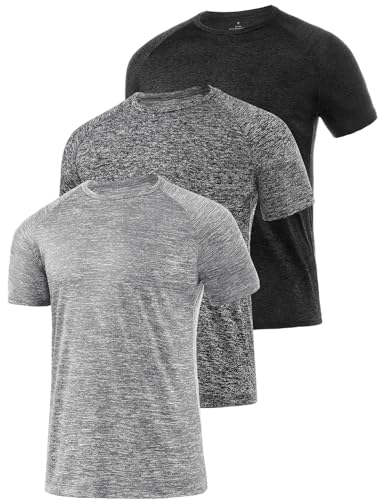 Star Vibe 3 Stücke trockene T-Shirts für Herren Schwitzen Sport T-Shirts Sport Fitness-Sportkleidung Kurze Ärmel Fitness-Studio Sport-Shirt Black/Dark Grey/Light Grey 3XL von Star Vibe