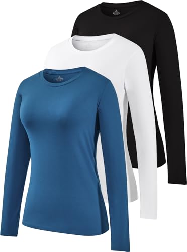 Star Vibe 3er Pack Damen Langarmshirts Baumwolle Running Top Damen Langarm Basic Shirt Black/White/Navy S Star Vibe 3er Pack Damen Langarmshirts Baumwolle Running Top Damen Langarm Basic Shirt Black/White/Navy S von Star Vibe
