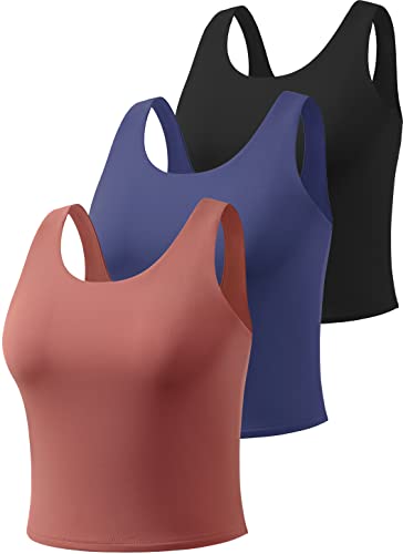 Star Vibe 3er Pack Gym top skims Tanktop Damen Sport Crop Tops für Damen Sport Oberteile Cropped top Black/Navy/Wine Red M von Star Vibe