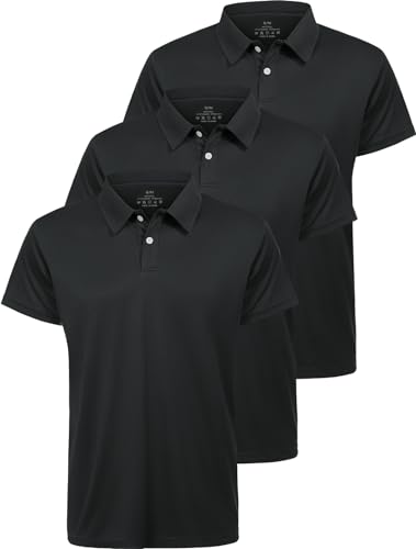 Star Vibe 3er Pack Polo Shirts männer polohemd atmungsaktive Herren Poloshirt Kurzarm funktions Poloshirt Herren Kurzarm Black/Black/Black 2XL von Star Vibe