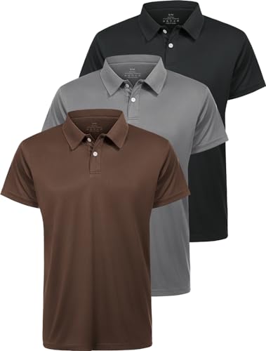 Star Vibe 3er Pack Polo Shirts männer polohemd atmungsaktive Herren Poloshirt Kurzarm funktions Poloshirt Herren Kurzarm Black/Gray/Coffee L von Star Vibe