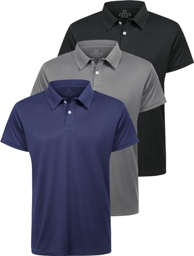 Star Vibe 3er Pack Polo Shirts männer polohemd atmungsaktive Herren Poloshirt Kurzarm funktions Poloshirt Herren Kurzarm Black/Gray/Navy 2XL von Star Vibe