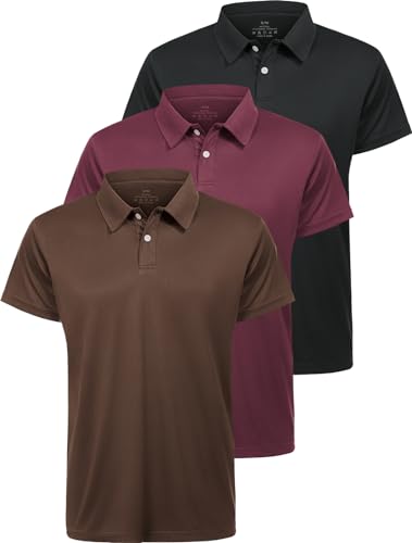 Star Vibe 3er Pack Polo Shirts männer polohemd atmungsaktive Herren Poloshirt Kurzarm funktions Poloshirt Herren Kurzarm Black/Wine Red/Coffee 2XL von Star Vibe