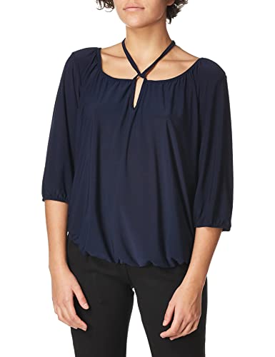 Star Vixen Damen 3/4 Sleeve Peasant Elastic-Hem Keyhole-Tie Top Bluse, Navy, X-Groß von Star Vixen