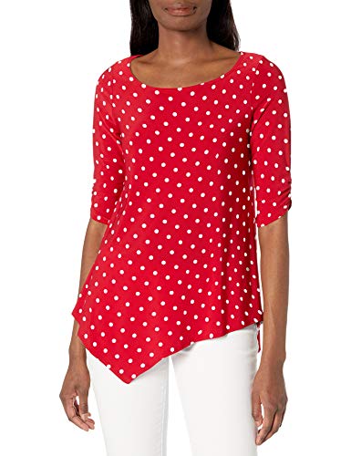 Star Vixen Damen Elbow-Cinch Sleeve Hanky Hem Top Hemd, Rot/Weiß Punkt, X-Groß von Star Vixen