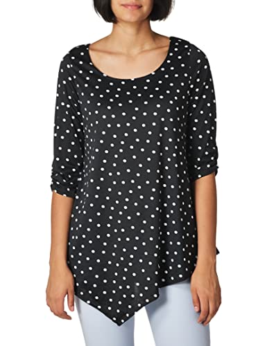 Star Vixen Damen Oberteil mit Ellenbogenärmeln und Einstecksaum Bluse, Schwarz/Weiß gepunktet, X-Large von Star Vixen