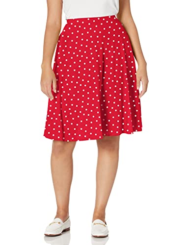 Star Vixen Damen Ponte Stretch Knit Full Midi-Length Skater Skirt Rock, Rot Weiße Punkte, 3X-Groß von Star Vixen