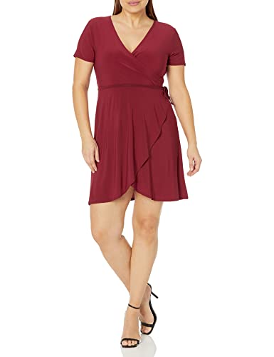 Star Vixen Damen Women's Short-Sleeve Ballerina Wrap Dress Lssiges Kleid, Burgunderrot, Klein von Star Vixen