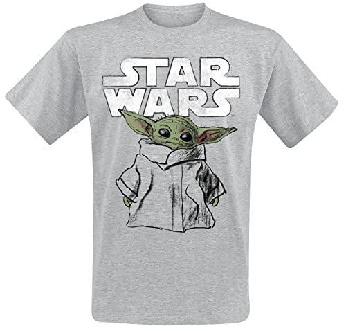 Star Wars The Mandalorian - Grogu - Sketch Männer T-Shirt grau meliert XXL von Star Wars