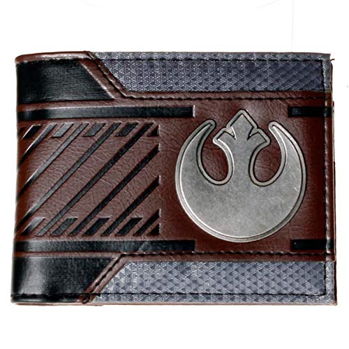 Classic Sci-Fi Wars Silver Rebel Logo Brown Leather Bi-Fold Wallet von Star Wars