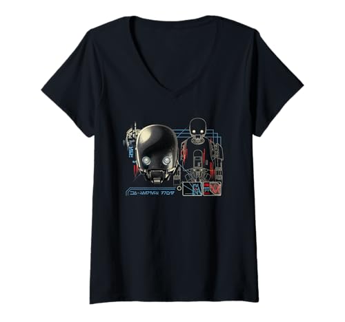 Damen Star Wars Andor Season 2 K-2SO KX-Series Droid Readout T-Shirt mit V-Ausschnitt von Star Wars