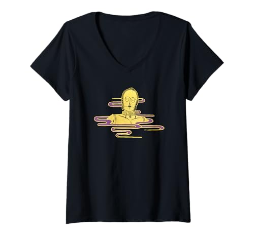 Damen Star Wars C-3PO Golden Droid Portrait T-Shirt mit V-Ausschnitt von Star Wars