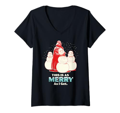 Damen Star Wars Christmas Darth Vader This is as Merry as I Get T-Shirt mit V-Ausschnitt von Star Wars