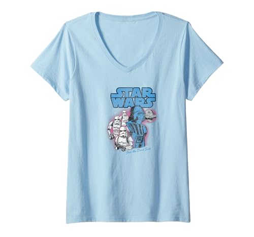 Damen Star Wars Classic Vader & Troopers Join The Dark Side Logo T-Shirt mit V-Ausschnitt von Star Wars