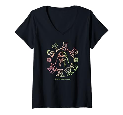 Damen Star Wars Darth Vader Yellow and Red Splash T-Shirt mit V-Ausschnitt von Star Wars