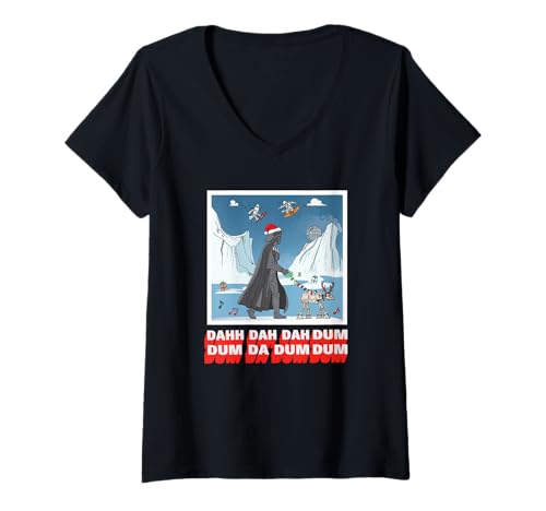 Damen Star Wars Darth Vader at-at Dog Walker Christmas Holiday T-Shirt mit V-Ausschnitt von Star Wars