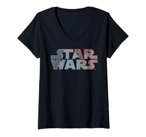 Damen Star Wars Gradient Outline Logo T-Shirt mit V-Ausschnitt von Star Wars