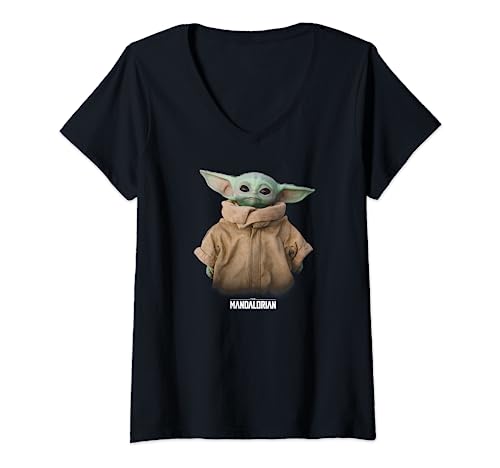 Damen Star Wars Mandalorian Baby Yoda The Child T-Shirt mit V-Ausschnitt von Star Wars