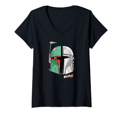 Damen Star Wars Mando and Boba Fett May the 4th Be With You T-Shirt mit V-Ausschnitt von Star Wars