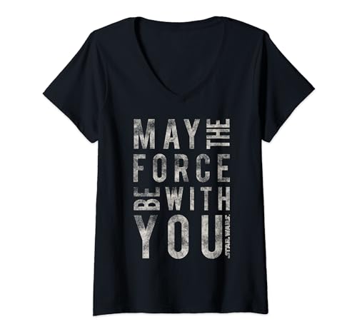 Damen Star Wars May The Force Be With You Scrambled T-Shirt mit V-Ausschnitt von Star Wars