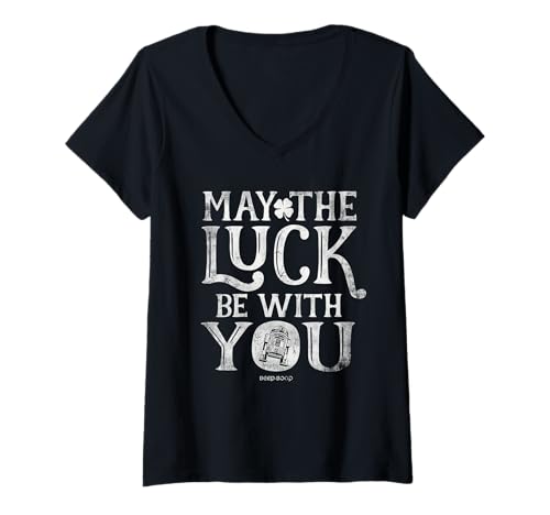 Damen Star Wars R2-D2 May The Luck Be With You St. Patrick's Day T-Shirt mit V-Ausschnitt von Star Wars