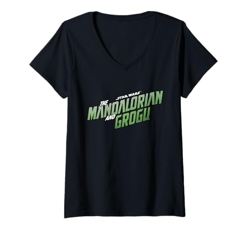 Damen Star Wars The Mandalorian and Grogu Official Movie Logo T-Shirt mit V-Ausschnitt von Star Wars