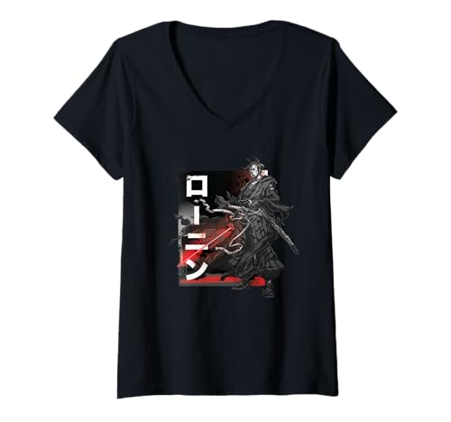 Damen Star Wars: Visions Anime The Duel Ronin Japanese Samurai T-Shirt mit V-Ausschnitt von Star Wars