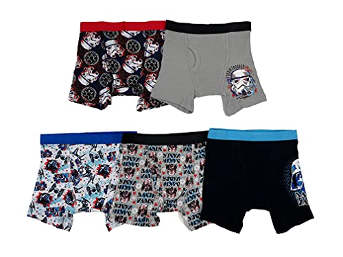 STAR WARS Jungen Boxer Brief Multipacks with Darth Vader More in Sizes 4, 6, 8, and 10 Retroshorts, 5er-Pack Boxershorts aus 100% gekämmter Baumwolle, Episode 8 von Star Wars