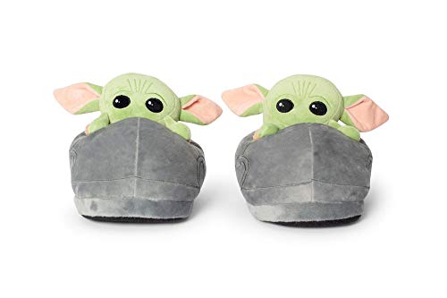 Robe Factory LLC Star Wars: The Mandalorian The Child Grogu 3D Slippers | Baby Yoda-Themed Soft Plush House Shoe With Non-Slip Sole | Comfortable Footwear | Women 7-8, Kids 5 von Star Wars